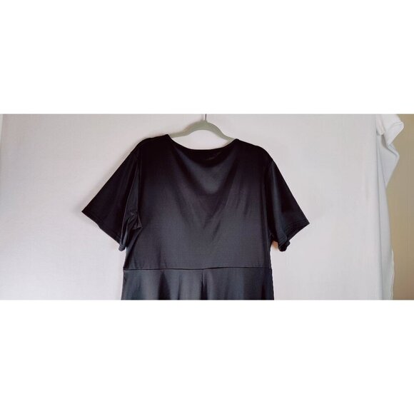 Black Knit Dress Laser Cut Eyelet Floral Pattern Cottage Core Party All Seasons - Picture 8 of 10